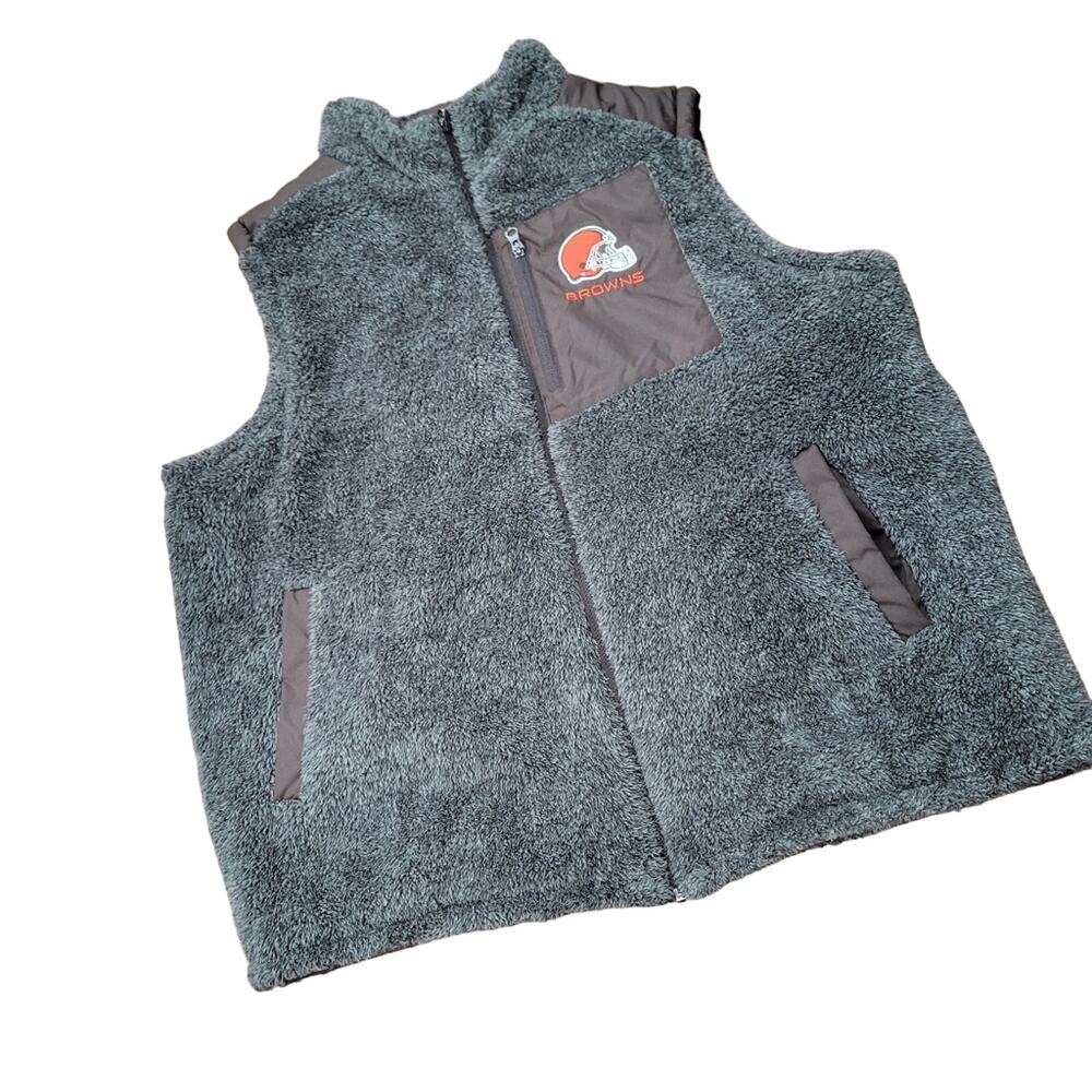 NFL Woman's Cleveland Brown's Reversible Fleece Nylon Vest Size XL